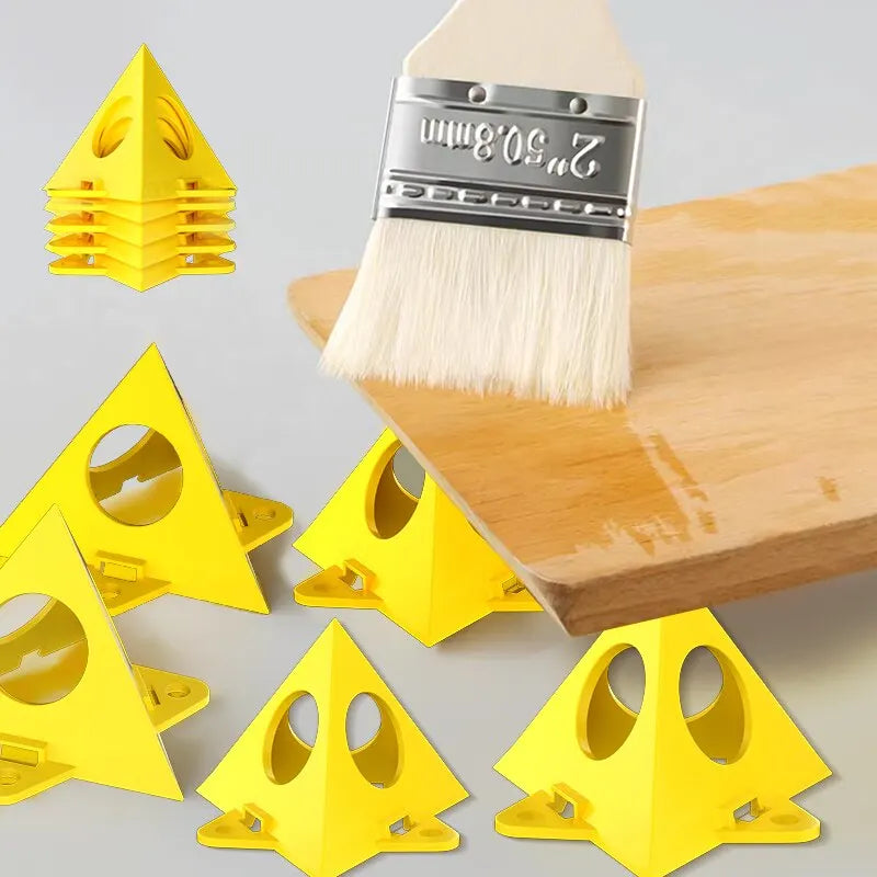 10 PCS Woodworking Paint Bracket Set - Yellow Painted Plastic Cushion Block Spray Painting Air Dry Coated Triangular Bracket