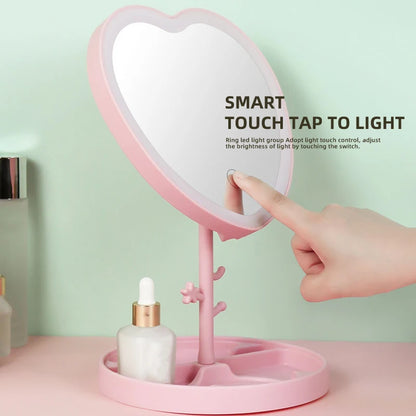 Portable LED Light Makeup Mirror | Compact Hand Folding Vanity Mirror with Cosmetic Lamp | Perfect Gift for Beauty Lovers