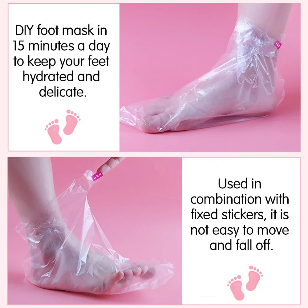 Hygienic Foot Care Essential: 100Pcs Transparent Disposable Foot Bags - Detox SPA Covers PE Plastic Foot Film to Prevent Infection, Chapped Feet Care Pedicure Tools