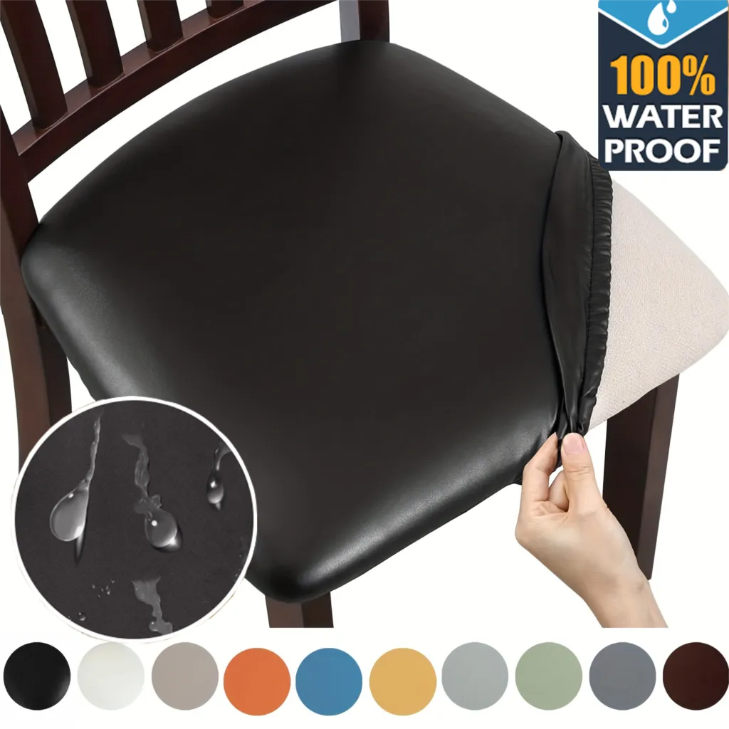 PU Waterproof Dining Room Chair Cushion Cover - Kitchen Leather Seat Protector