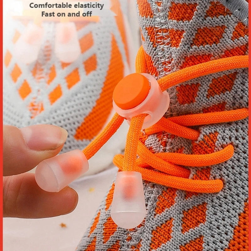 Elastic Spring Lock No-Tie Shoelaces - Quick Rubber Bands for Kids and Adults, Round Lazy Shoe Laces in 15 Colors