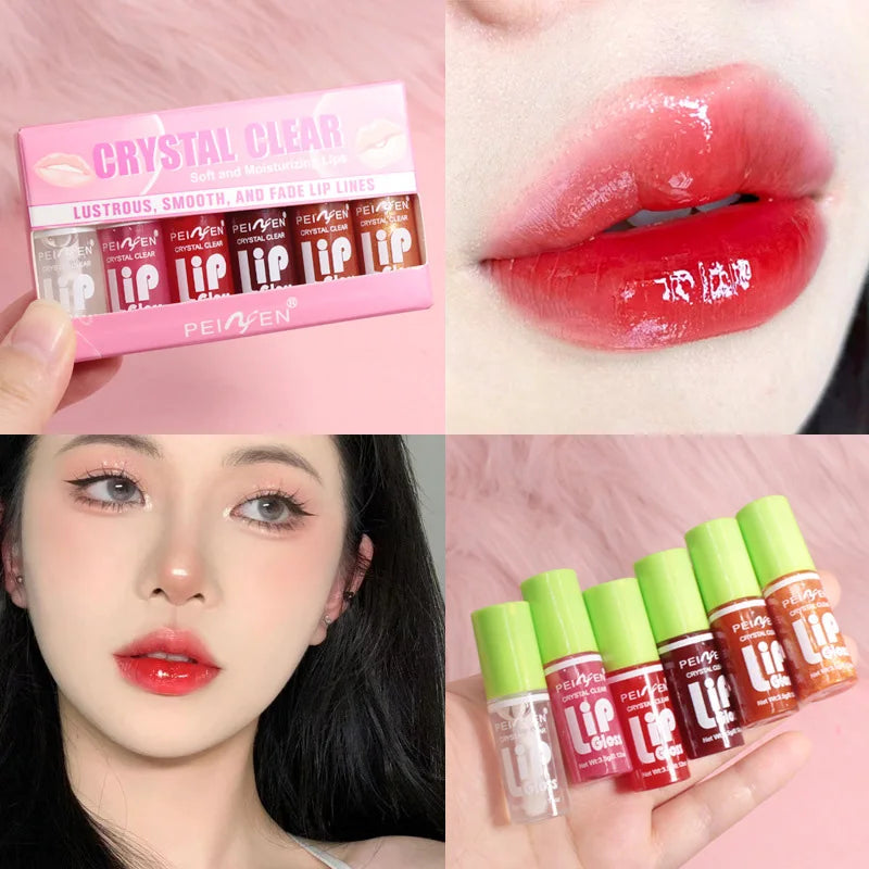 6 Pack Mirror Lip Gloss Set | Moisturizing and Waterproof Pudding Lip Gloss | Hydrating Glossy Makeup Cosmetics