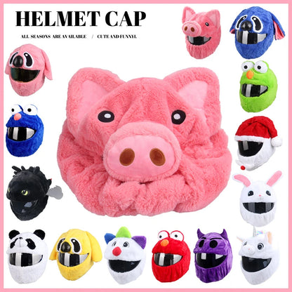 Cartoon Fluffy Plush Helmet Protection Set: Motorcycle Full-Face Protective Cover - Motorbike Safety Special Headgear Case