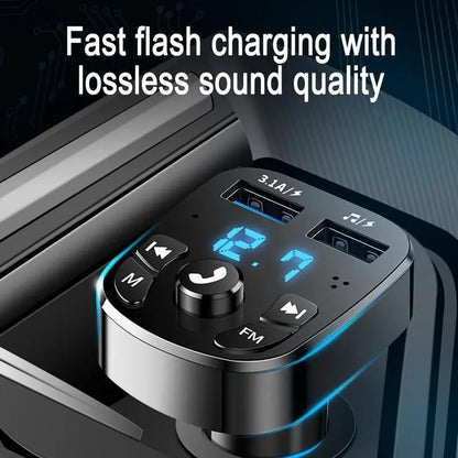 OLAF Car Bluetooth 5.0 FM Transmitter - Dual USB Port Car Charger & MP3 Receiver - 3.1A Fast Charger Audio Receiver