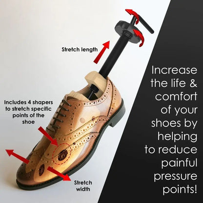 2 Way Adjustable Shoe Stretcher - Pine Wood Shoe Tree Expander for Men and Women, Available in S/M/L Sizes