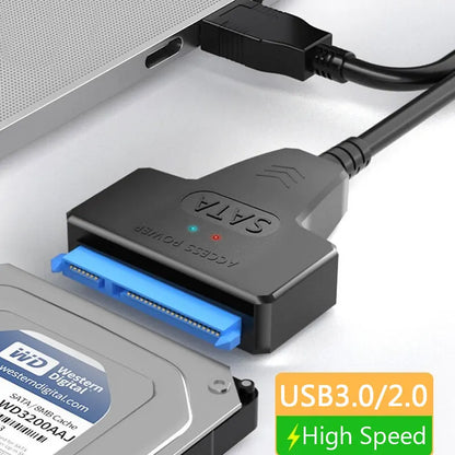 SATA to USB 3.0/2.0 Cable Adapter – 6 Gbps Transfer Speed for 2.5 Inch HDD/SSD – SATA 3 22 Pin to USB 3.0 Cord