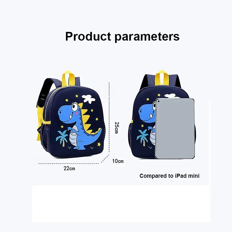 Trendy Cartoon Dinosaur Printed School Backpack | Waterproof Kindergarten and Primary School Bookbag | Cute Student Bag