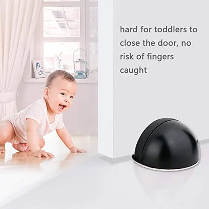 Stainless Steel Magnetic Door Stopper - Punch-Free Anti-Collision Rubber Semi-Circle with Magnetic Suction