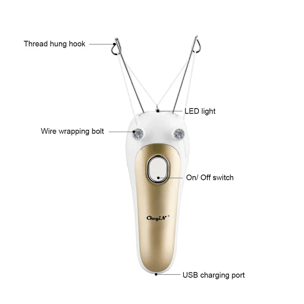 USB Rechargeable Women's Hair Remover - Cotton Thread Body Epilator for Legs, Arms, and Neck, Lady Beauty Shaver