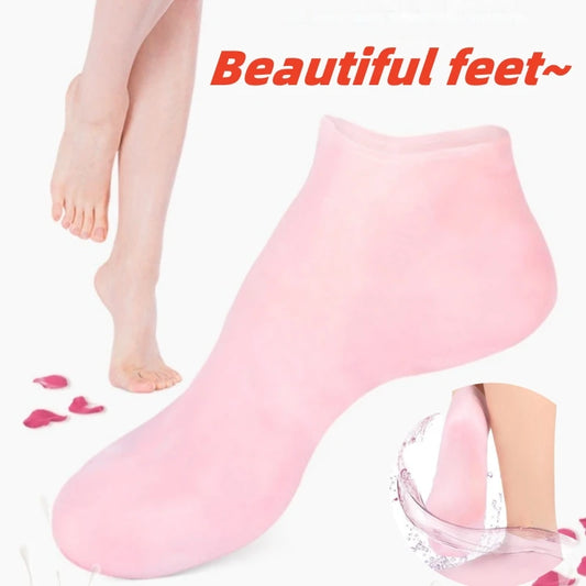 Moisturizing Exfoliating Silicone Socks for Dry Cracked Skin - Plantar Protection & Foot Care Elastic Socks