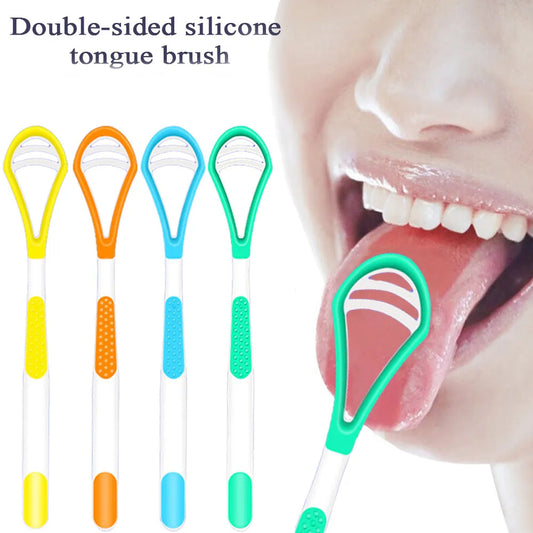 Reusable Double-Sided Tongue Cleaner - Professional Tongue Cleaning Scraper Brush for Adult Oral Care