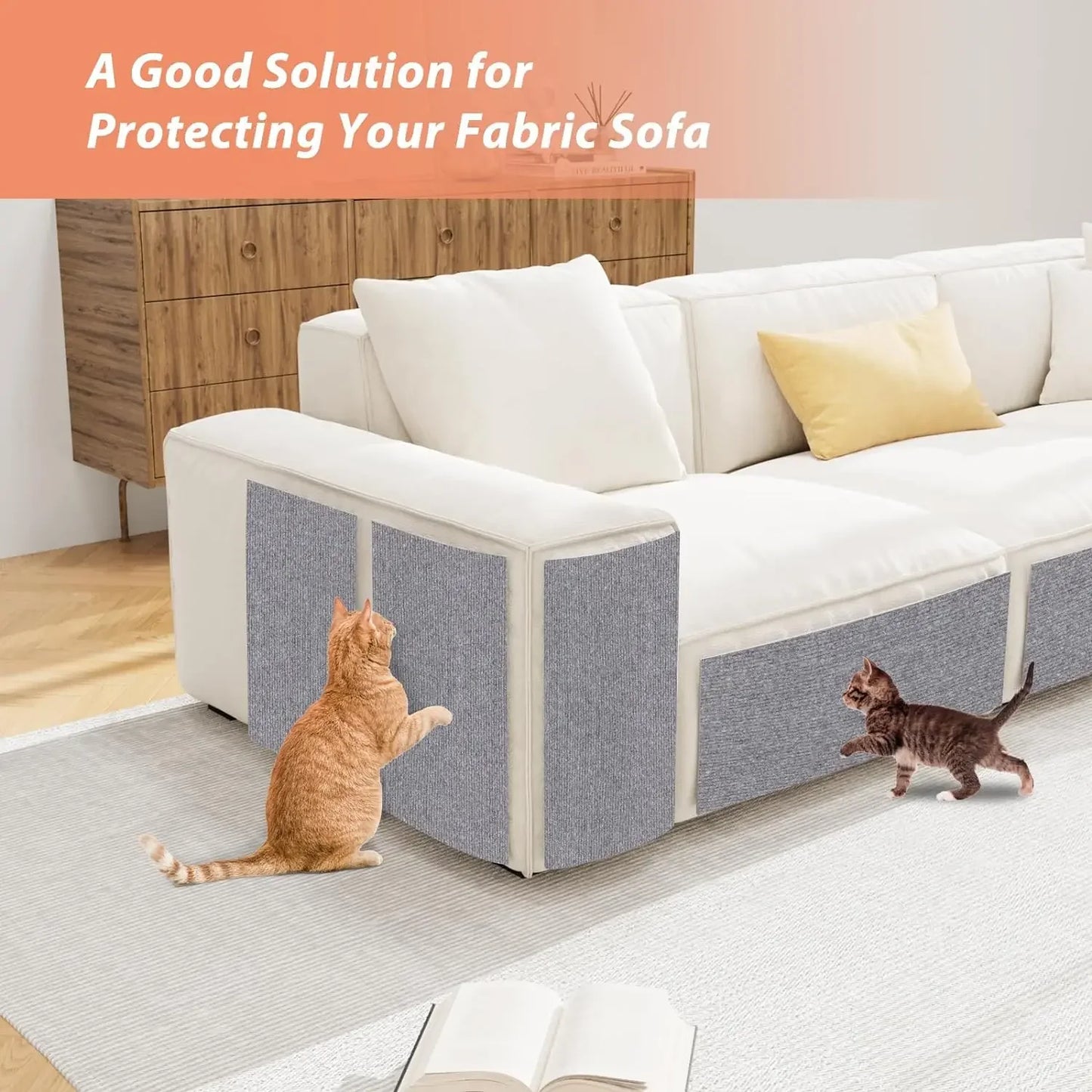 Cat Scratching Mat – Self-Adhesive Trimmable Carpet for Scratching Post and Sofa Protection from Cats