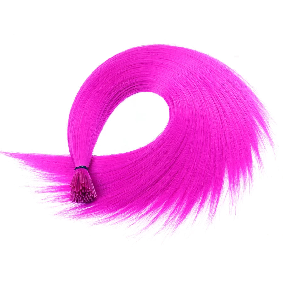 Rainbow Synthetic Hair Extensions: Colored Kanekalon I-Tip Keratin Fusion for Hair Strands, Pieces, and Extensions