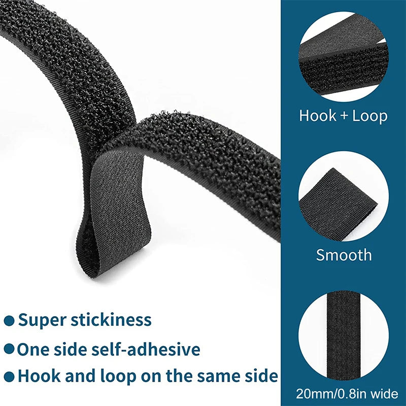 5M Adjustable Hook and Loop Straps with 25 Buckles – Customizable Length Cord Straps for Sewing and Cable Management