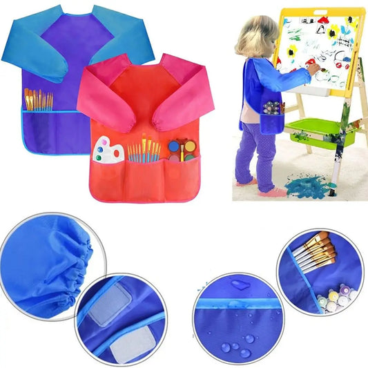 Colorful Long Sleeve Baby Bibs - Durable Waterproof Toddler Feeding Apron