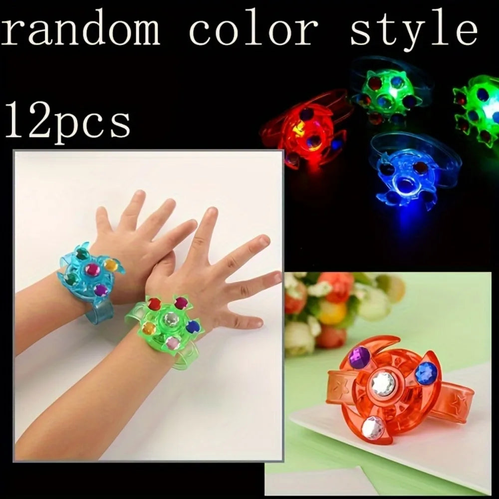 12 Pcs LED Luminous Fidget Spinner Bracelets - Kids Party Favor, Gift Bag Filler and  Carnival Return Gifts