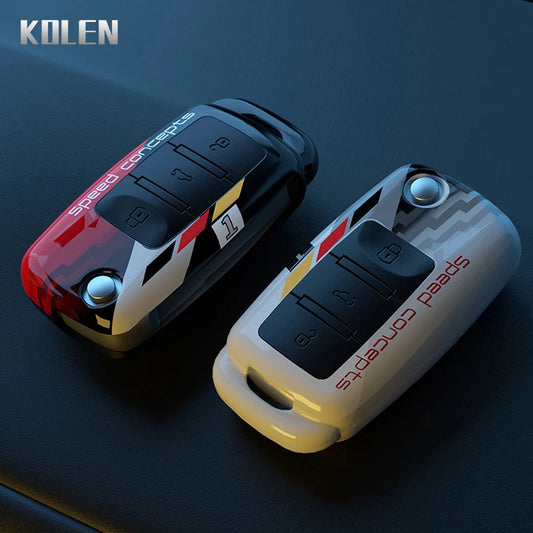 ABS Car Folding Key Case Cover Shell - For Volkswagen Polo, Golf, Passat, Beetle, Tiguan, Skoda Octavia, Kodiaq, Seat Leon, Altea