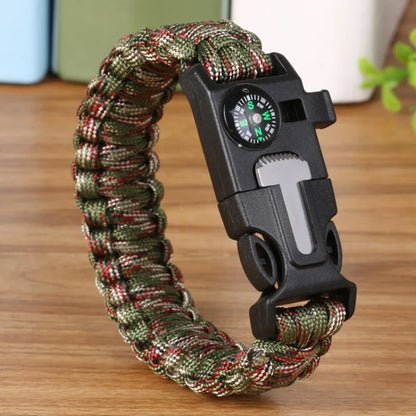 Men's and Women's Paracord Outdoor Survival Bracelet - 3-in-1 Camping, Rescue, Emergency Rope with Compass and Whistle