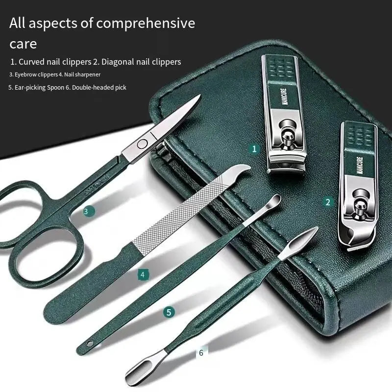 6-Piece High-End Nail Scissors Set - Household Men's and Women's Special Nail Clippers, Manicure Beauty Tools, Portable Household Kit