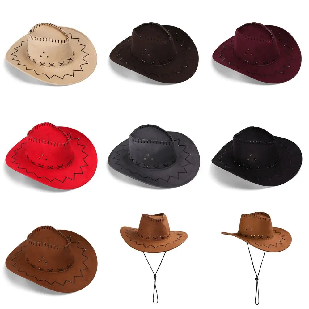 Unisex Suede Cowboy Hat - Fashionable Western Cap for Men and Women, Practical Wild West Fancy Dress Headwear