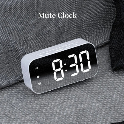 Voice Control LED Alarm Clock - Plug-In Electronic Digital Clock with Dual Alarms, Temperature Display, 12/24H Format, Brightness Adjustment