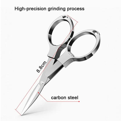 Portable Folding Scissors - Carbon Steel Fishing Line Cutting Tools, Mini Tackle Supplies for Multifunctional Needlework