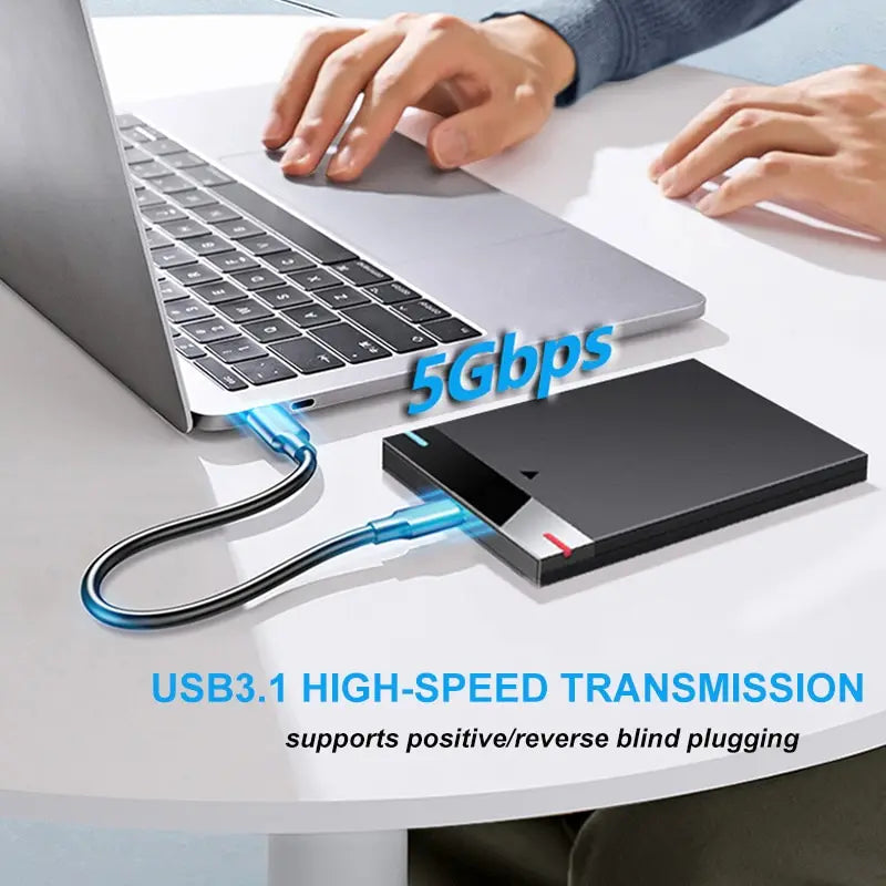 Enhanced Storage Solution: 2.5 Inch HDD Enclosure Case with Micro B USB 3.0Type-C Cable - External Hard Drive Support up to 5TB, 5Gbps - Portable Storage Device with UASP Support