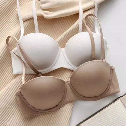 Soft Seamless Push-Up Bra: Women's Underwear 1/2 Cup Bralette - Comfortable, Invisible Nonwire Brassiere for Simple and Sexy Lingerie