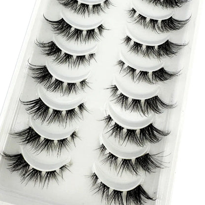 Segmented Manga Lashes: 3D Wispy Mink Eyelashes with Clear Band - Natural Look Fluffy Cat Eye Individual Eyelashes