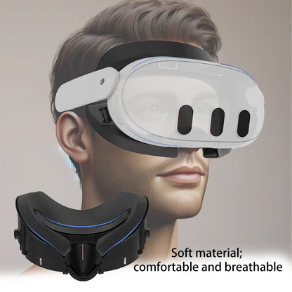 Meta Quest 3 VR Comfort Kit: Durable PU Leather Face Mask Cover with Ice Silk Fabric Pad for Enhanced Comfort