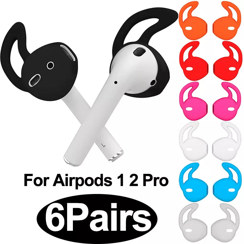 1/6 Pairs Silicone Cover for Apple Airpods - Anti-Slip Earpods Eartip Cap - Protective Sleeve with Hook Earphone Accessories