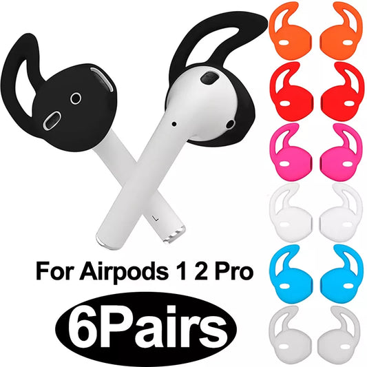 1/6 Pairs Silicone Cover for Apple Airpods - Anti-Slip Earpods Eartip Cap - Protective Sleeve with Hook Earphone Accessories