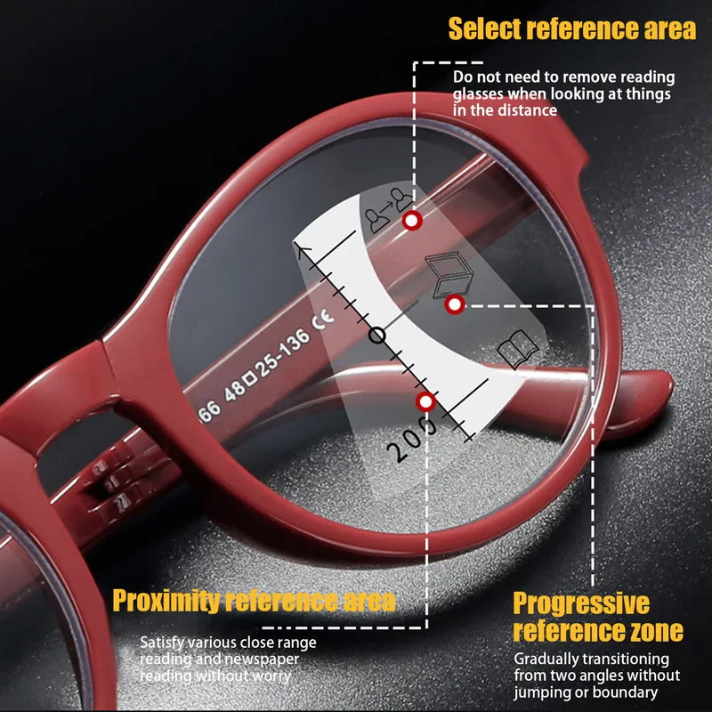 Progressive Portable Folding Multifocal Bifocal Reading Glasses | Anti-Blue Light | Men Women | Near Far Vision | Presbyopic Eyewear with Case