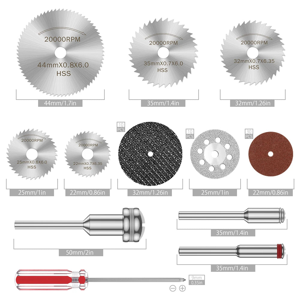 Diamond Saw Blade Set for Dremel - Abrasive Cutting Discs with Mandrels, Metal Cutting Rotary Tool Accessories