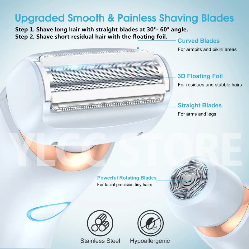 Electric Razors for Women - 2 in 1 Bikini Trimmer and Face Shavers, Hair Removal for Underarms, Legs, and Body