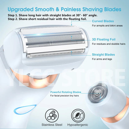 Electric Razors for Women - 2 in 1 Bikini Trimmer and Face Shavers, Hair Removal for Underarms, Legs, and Body