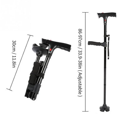 Collapsible Telescopic Folding Cane: LED Alarm Walking Stick for Elderly - Trusty Sticks & Crutches for Mothers and Fathers