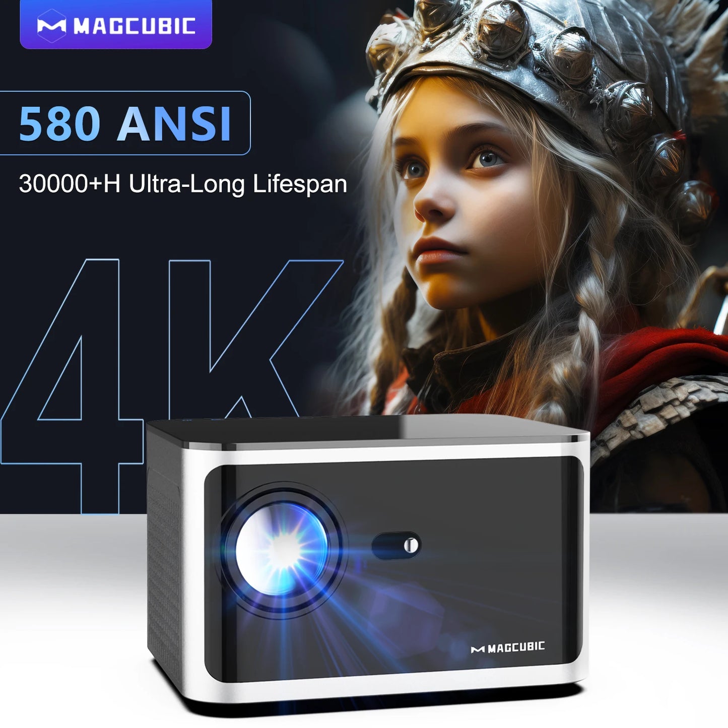 Magcubic 580ANSI Android 11 Projector | 4K 1080P WiFi6 | Voice Control | Allwinner H713 | Electronic Focus | BT5.0 | Home Cinema HY350 Pro