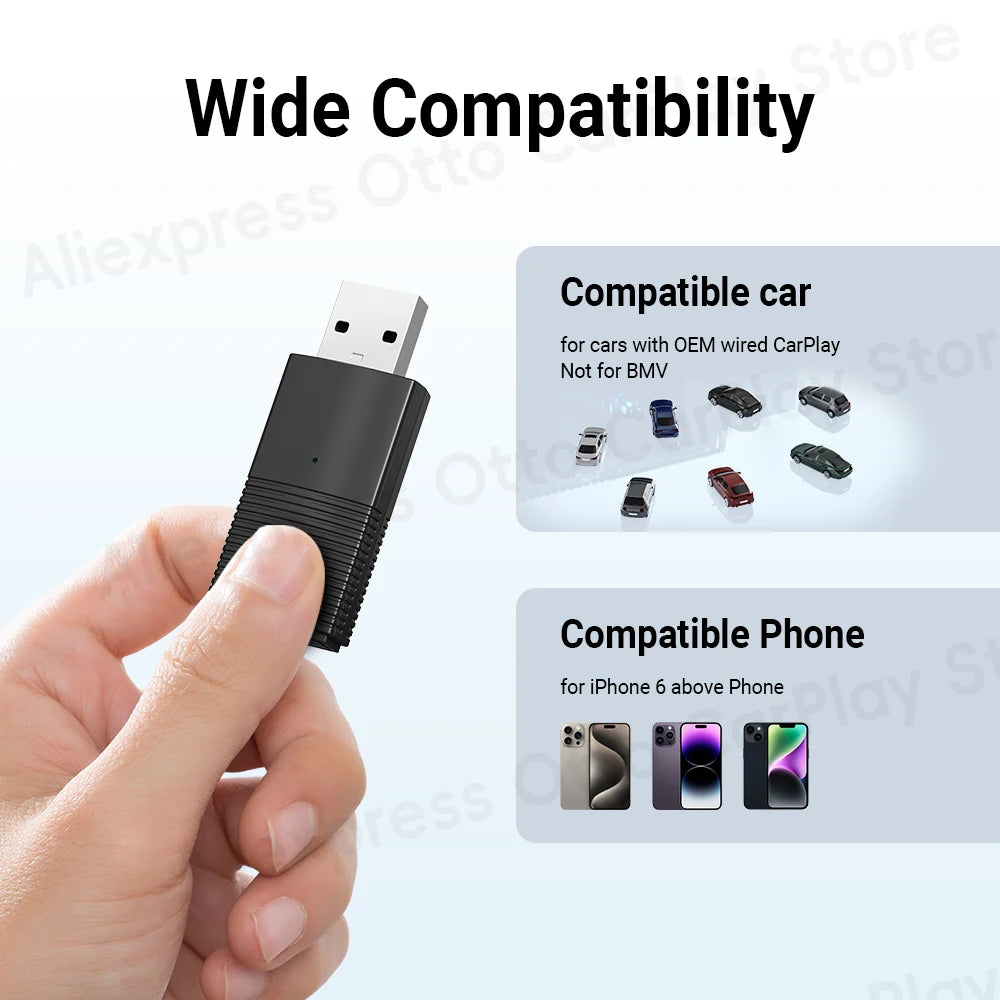 Mini Wireless CarPlay Adapter – 2024 Dongle for WiFi and Bluetooth Connectivity, Easy Plug and Play Car Accessory