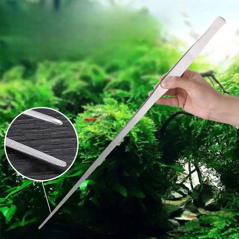 Aquarium Tweezers Set: Straight & Elbow Coral Water Grass Clip for Pet Shrimp, Reef Maintenance - Fish Tank Cleaning Tools