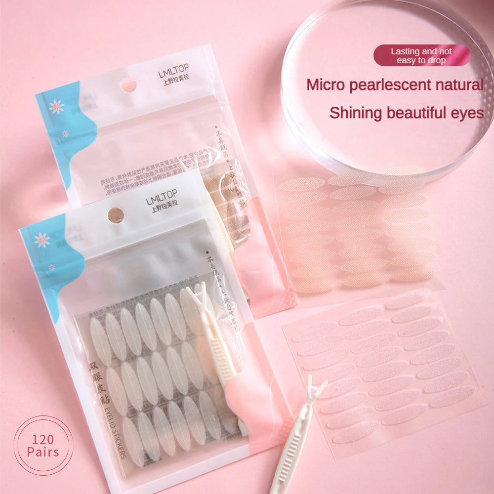 Double Eyelid Sticker Eyelid Tape: Clear Beige Fold Eyelid Stripe for Natural Invisible Big Eyes Makeup - Beauty Tools