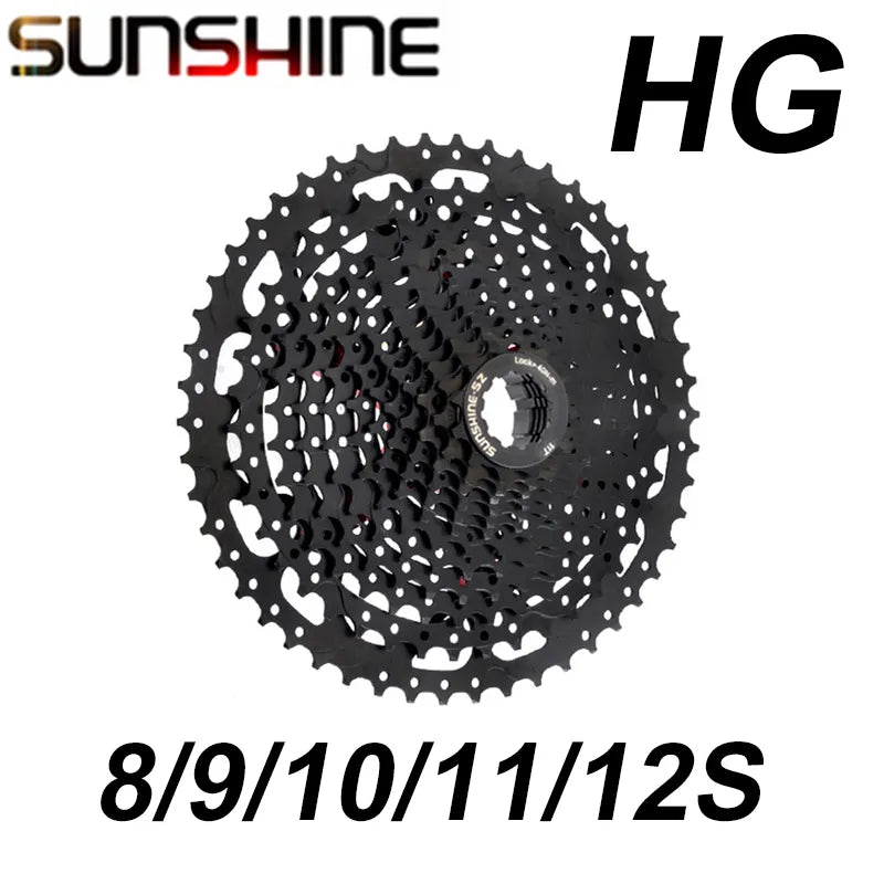 SUNSHINE Black Cassette: MTB Bike Road Bicycle Freewheel for M5100 M6100 M7100 HG Hub - 8S/9S/10S/11S/12S 11V/12V 42/46/50T 52T