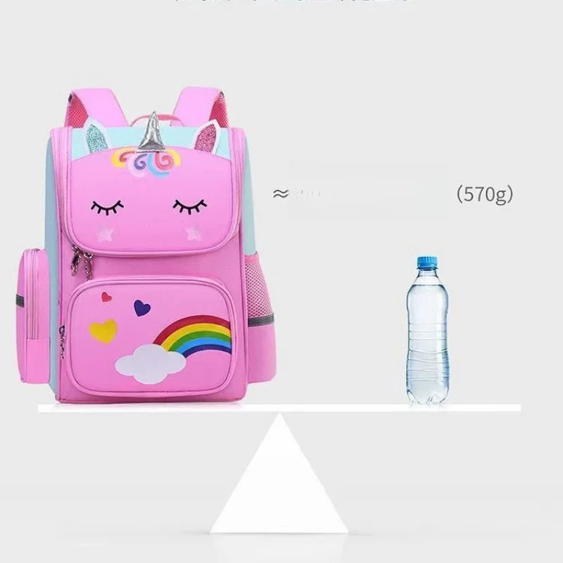 Girls' School Backpack - Large Capacity Waterproof Bag with Unicorn Print