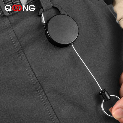 Multifunctional Retractable Keychain Bag: 65CM Roll Recoil ID Card Holder, Stainless Steel Rope Key Ring - H61