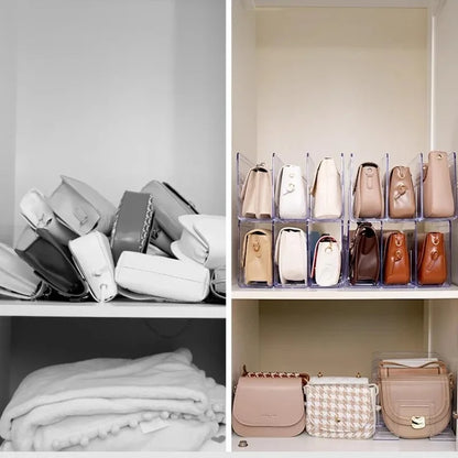Transparent Handbag Storage Rack: Wardrobe Divider Shelf for Luxury Bags - Elegant Purse Display Racks for Organized Storage