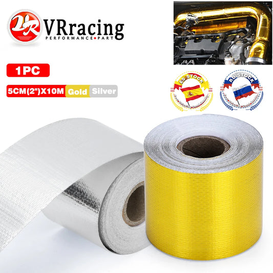 Gold 2 Thermal Exhaust Tape: Air Intake Heat Insulation Shield Wrap - Reflective Heat Barrier, Self-Adhesive - 2 Inch, 5/10M