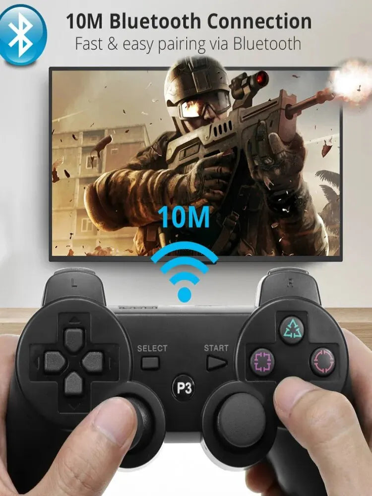 Wireless Bluetooth Controller for Sony PS3 Super Slim and PC - 6-Axis Gyro Gamepad with Dual Vibration for PlayStation 3