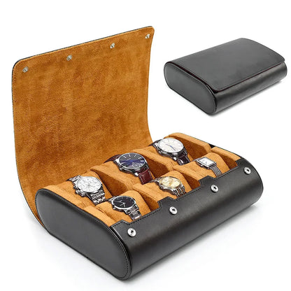 Watch Travel Case Organizer - 6 Slots Watch Box for Men and Women - Watch Roll Display and Storage Solution