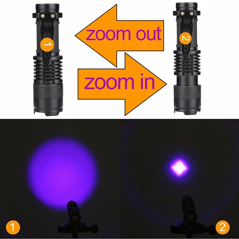 UV LED Portable Flashlight 395nm | Black Light Wavelength Violet Flashlight | Pet Urine & Scorpion Detector Torch