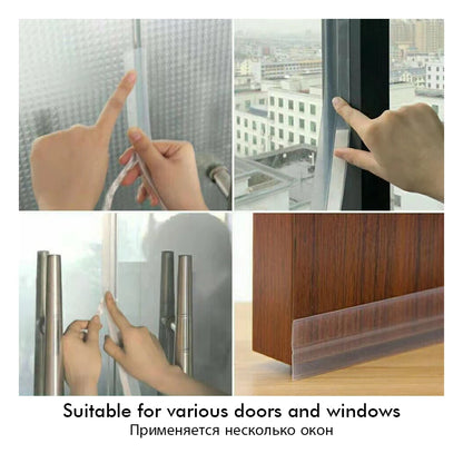 Silicone Window and Door Weather Stripping - Draft Blocker, Dust Insulation, and Noise Reduction Seal Strip for Shower Glass and Door Gaps